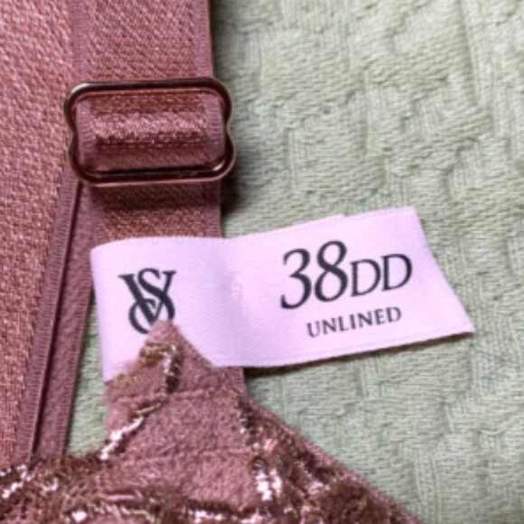 Victoria's Secret Very Sexy Stardust Embroidery Rose Gold Unlined Demi Bra 38DD - Picture 10 of 12